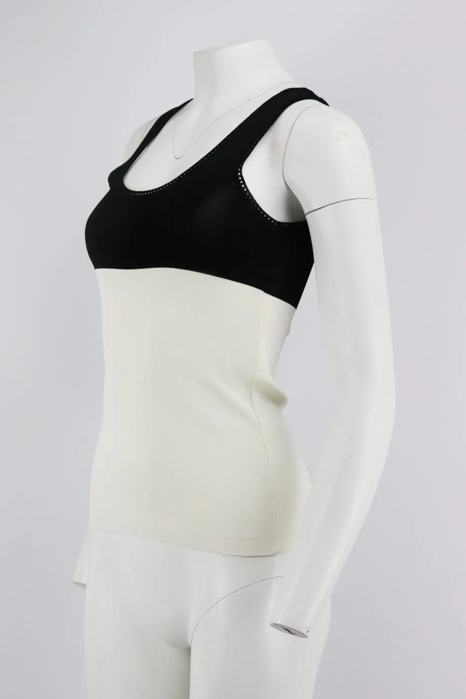 BALENCIAGA TWO TONE STRETCH KNIT TOP FR 34 UK 6 - Image 3