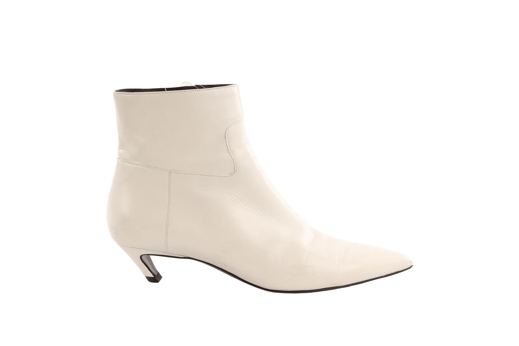 BALENCIAGA WHITE LEATHER ANKLE BOOTS EU 38 UK 5 - Image 2