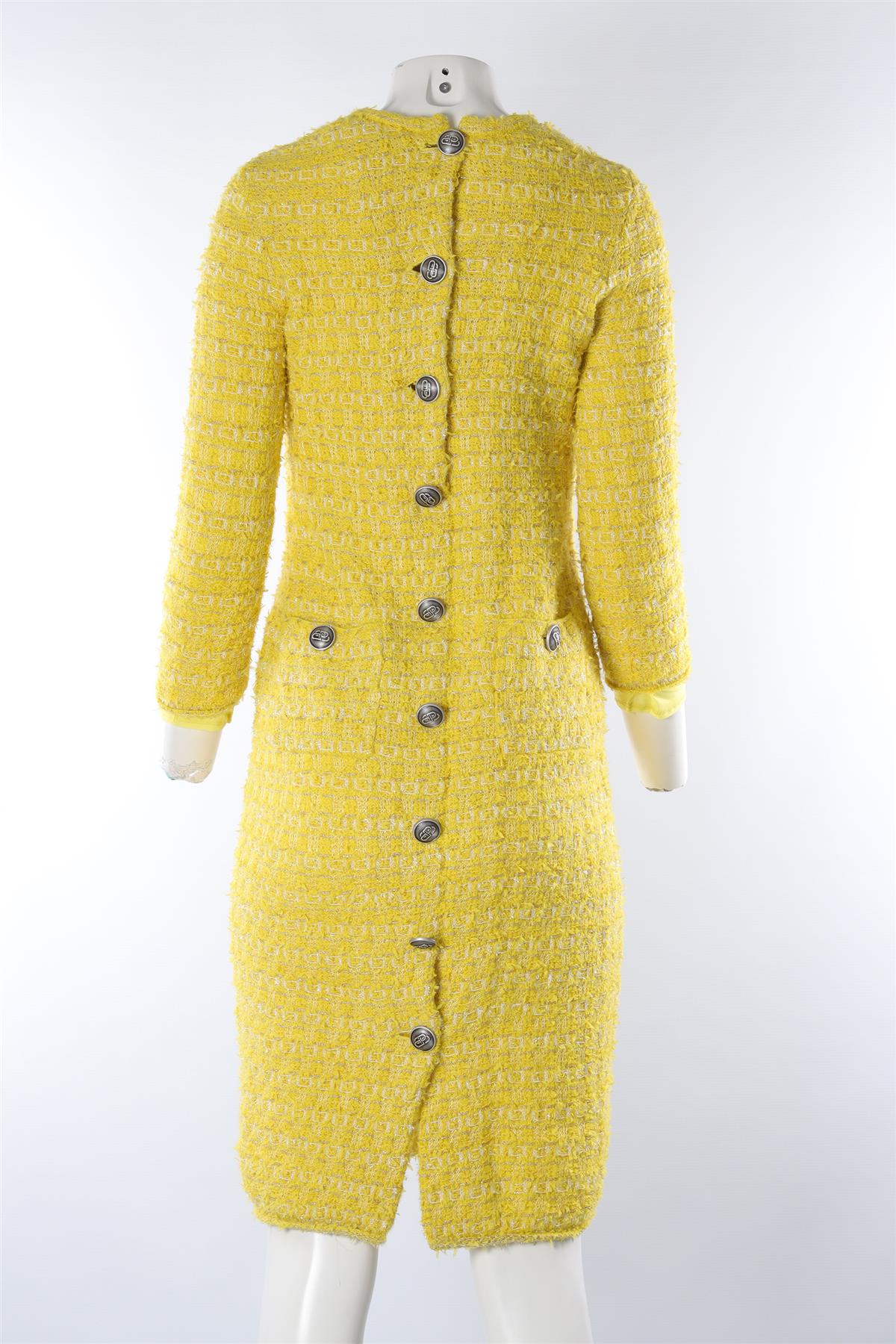 BALENCIAGA YELLOW WOOL MIDI DRESS XSMALL - Image 4