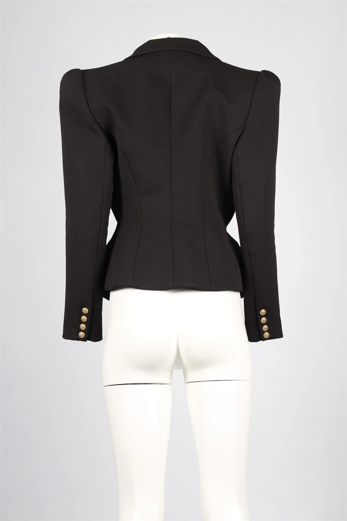 BALMAIN BLACK COTTON BLEND BLAZER FR 44 UK 16 - Image 4