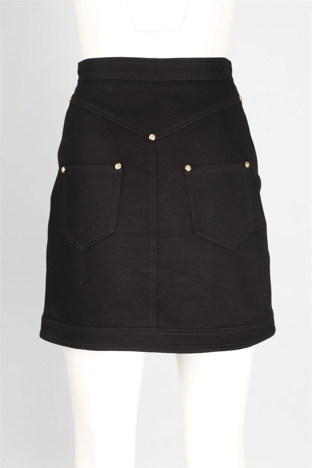 BALMAIN BLACK COTTON BLEND MINI SKIRT SMALL - Image 4