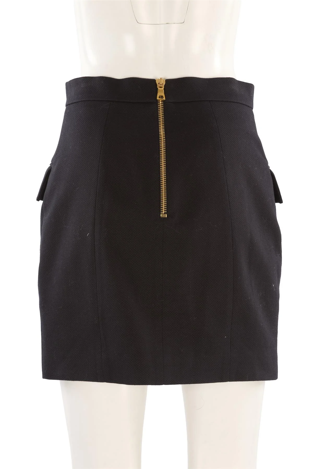 BALMAIN BLACK COTTON MINI SKIRT FR 40 UK 12 - Image 4