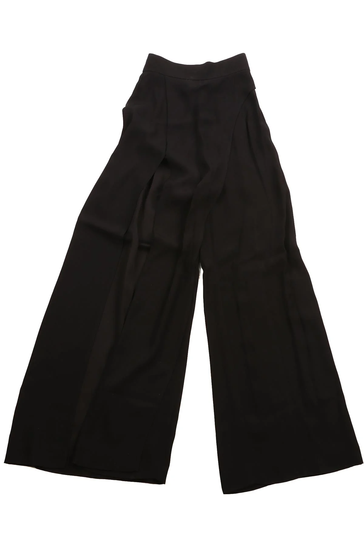 BALMAIN BLACK CREPE WIDE LEG PANTS FR 36 UK 8