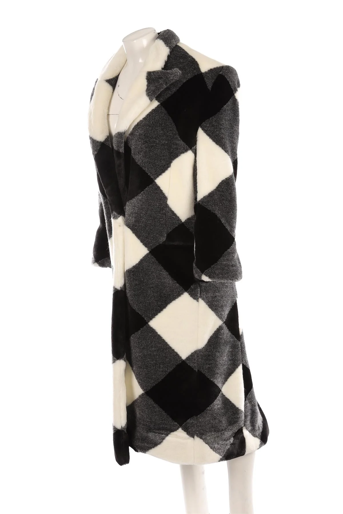 BALMAIN BLACK FAUX FUR COAT FR 36 UK 8 - Image 3