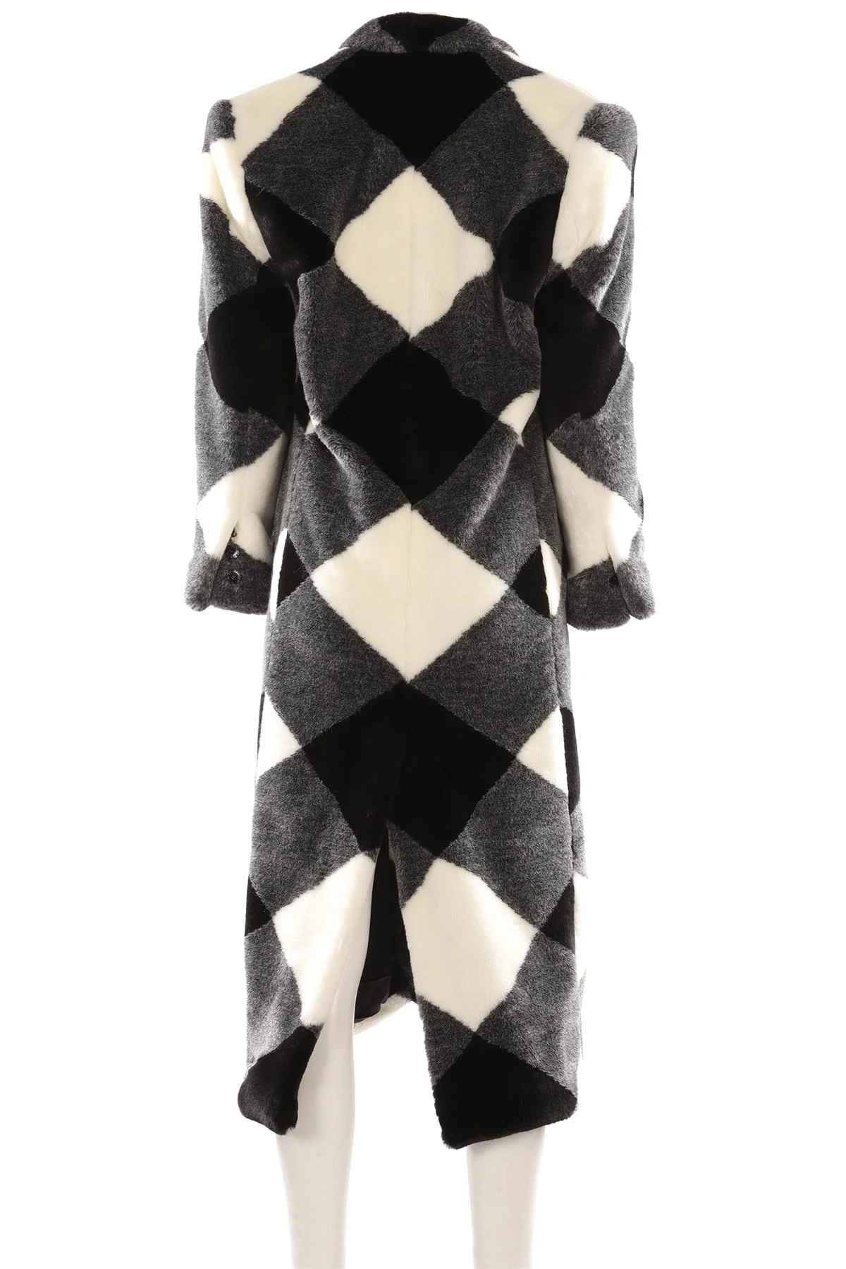 BALMAIN BLACK FAUX FUR COAT FR 36 UK 8 - Image 4
