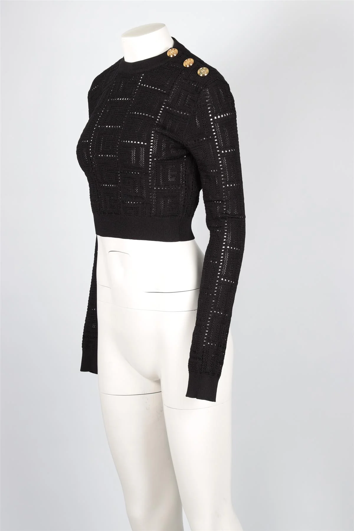 BALMAIN BLACK KNIT SWEATER FR 36 UK 8 - Image 3