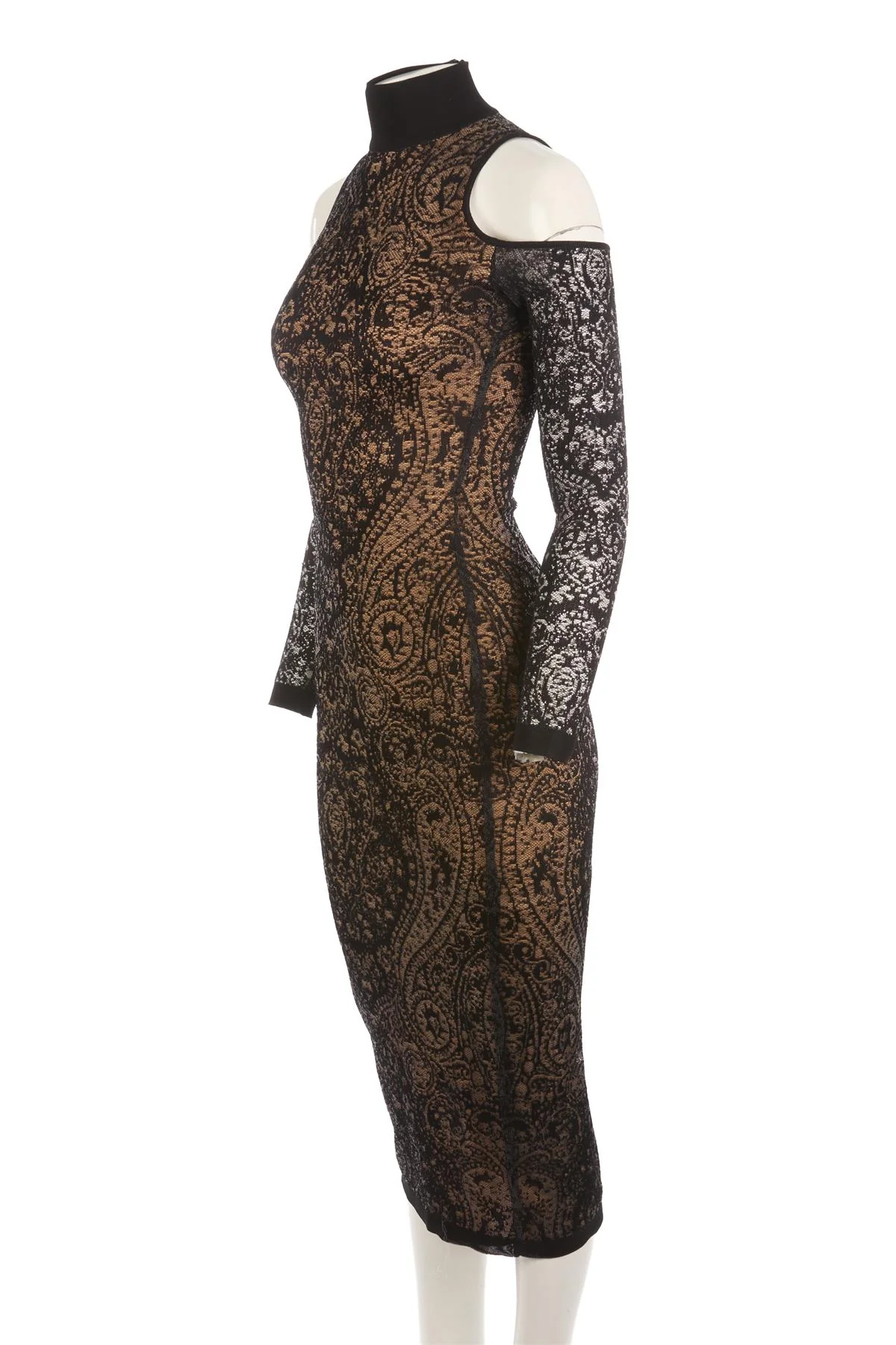 BALMAIN BLACK LACE MAXI DRESS FR 36 UK 8 - Image 3