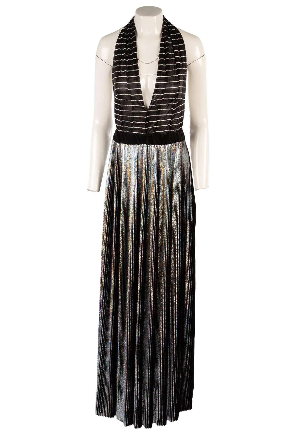 BALMAIN BLACK SATIN MAXI DRESS SMALL - Image 2