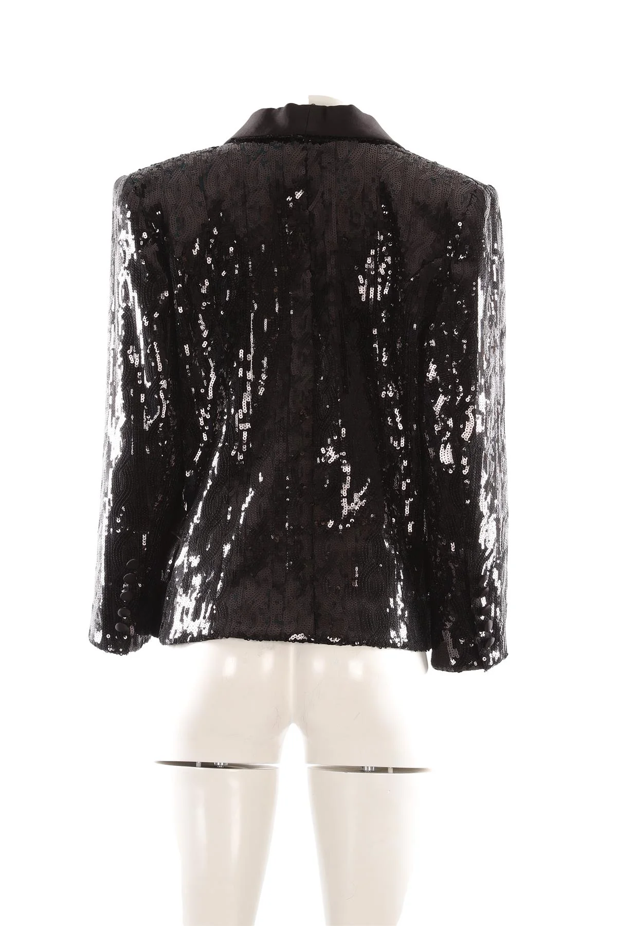 BALMAIN BLACK SEQUIN BLAZER FR 46 UK 18 - Image 4