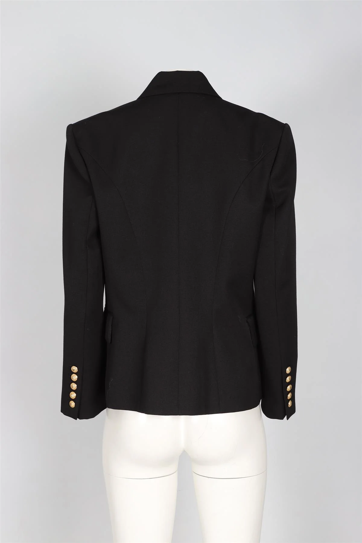 BALMAIN BLACK WOOL BLAZER FR 46 UK 18 - Image 4