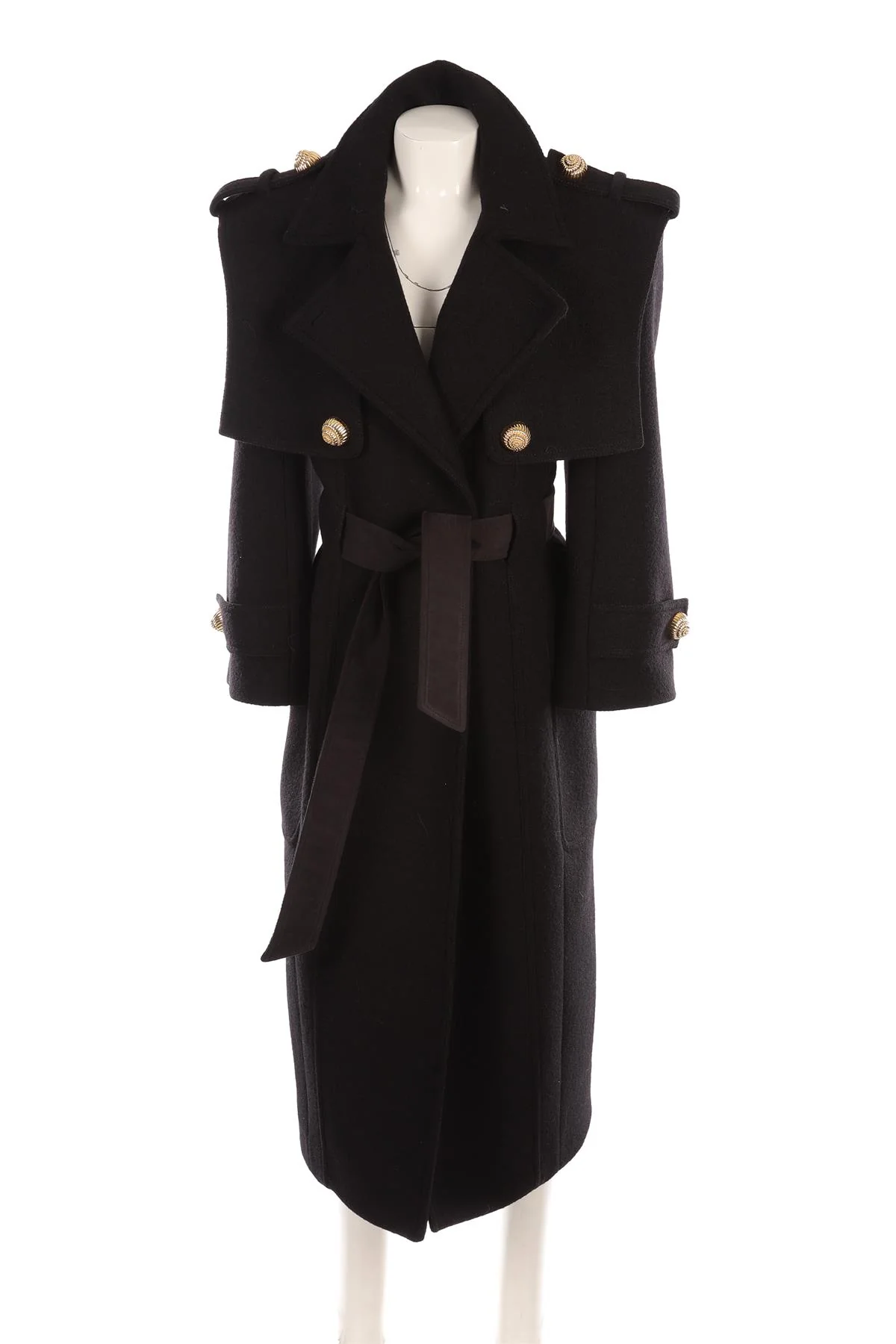 BALMAIN BLACK WOOL COAT FR 36 UK 8 - Image 2