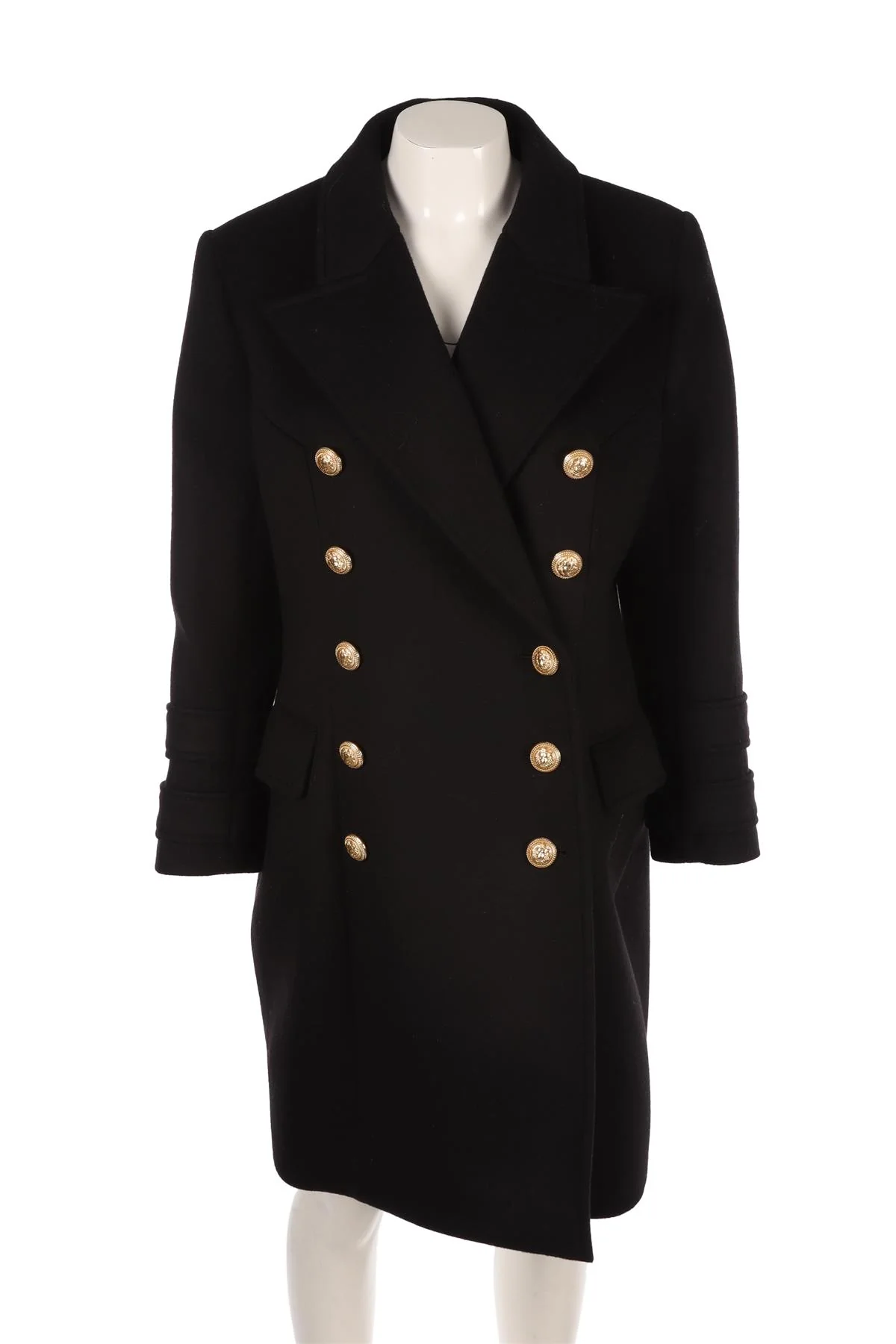 BALMAIN BLACK WOOL COAT FR 46 UK 16 - Image 2