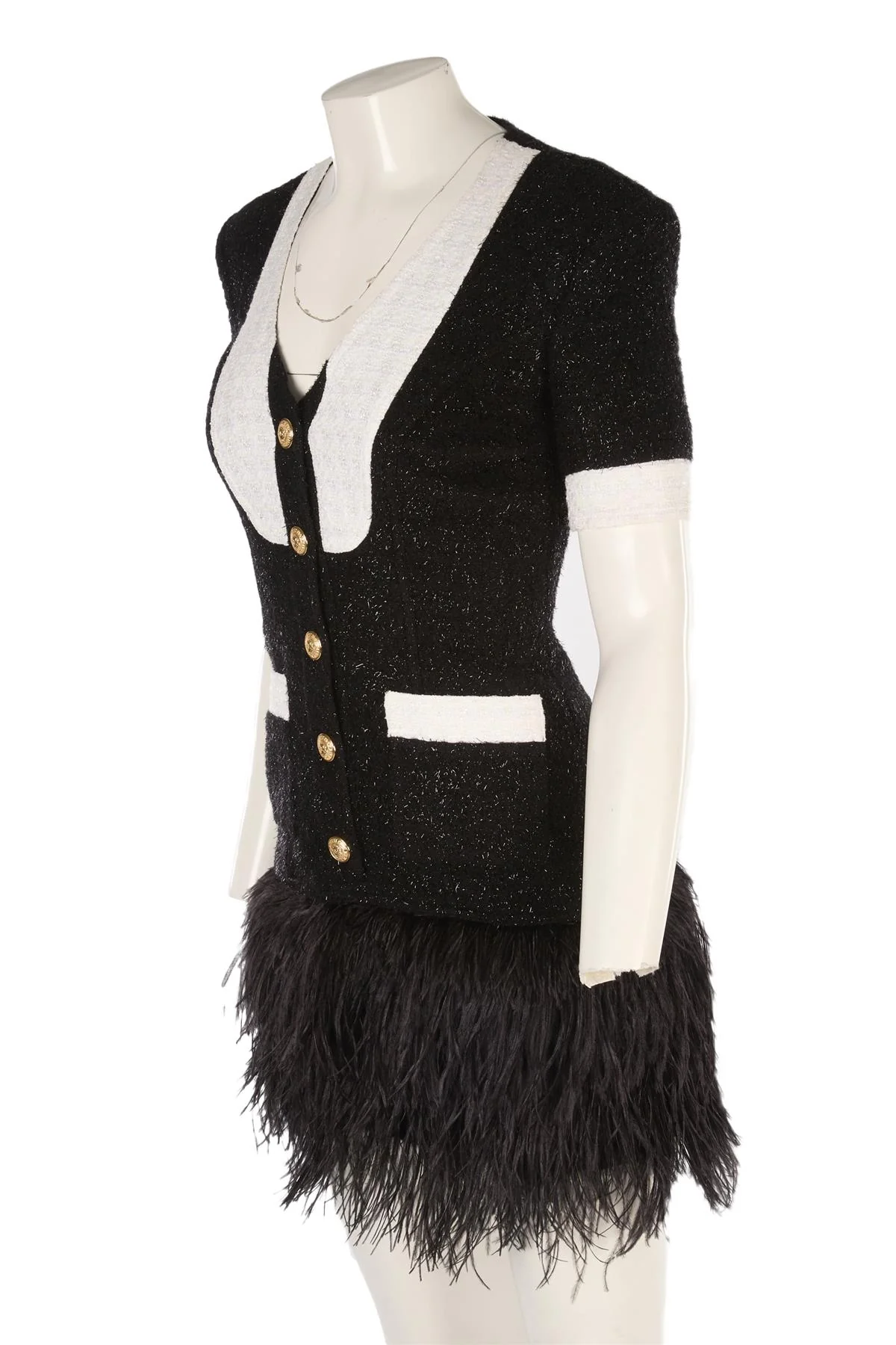 BALMAIN BLACK WOOL MINI DRESS FR 36 UK 8 - Image 3