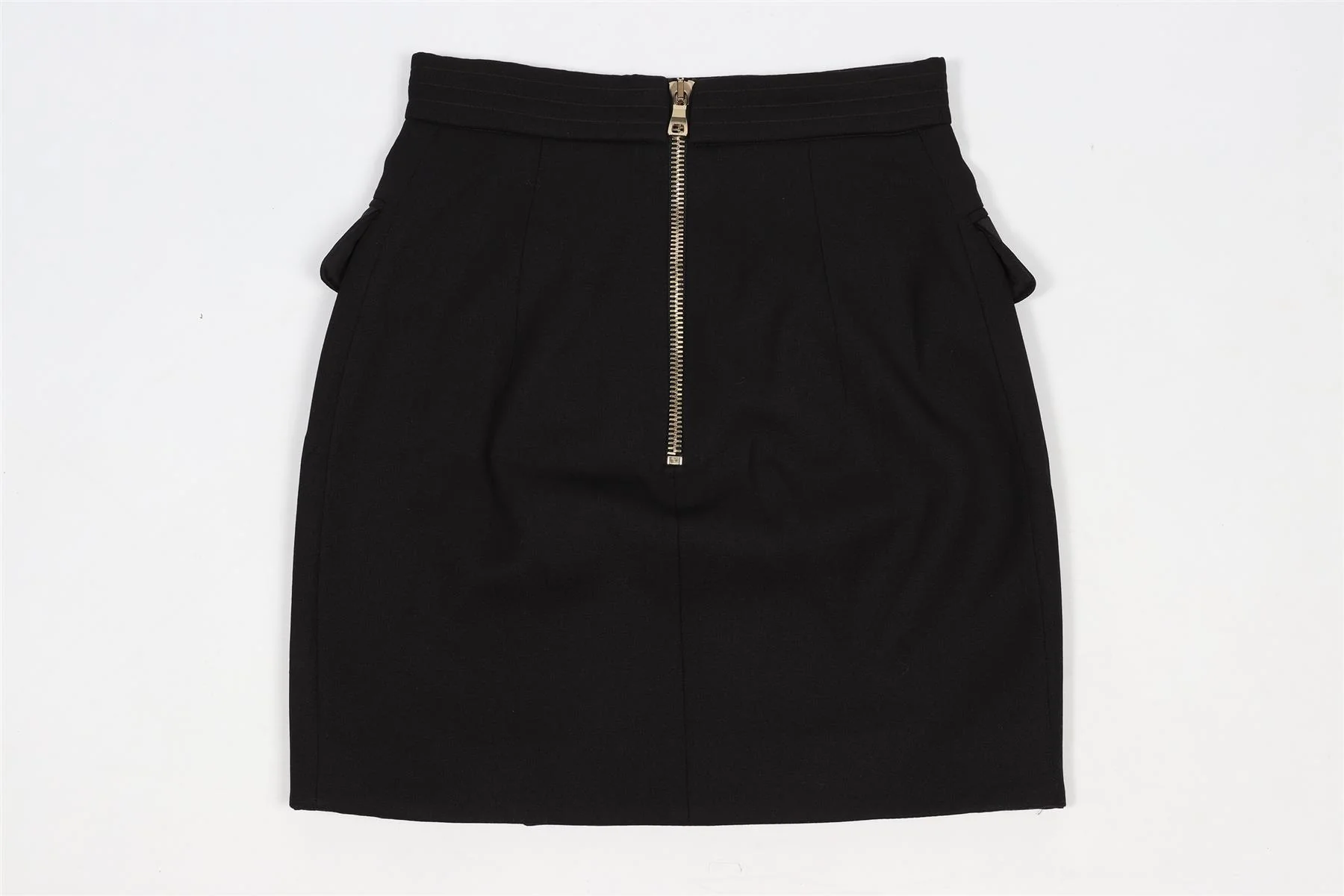 BALMAIN BLACK WOOL MINI SKIRT IT 36 UK 4 - Image 4