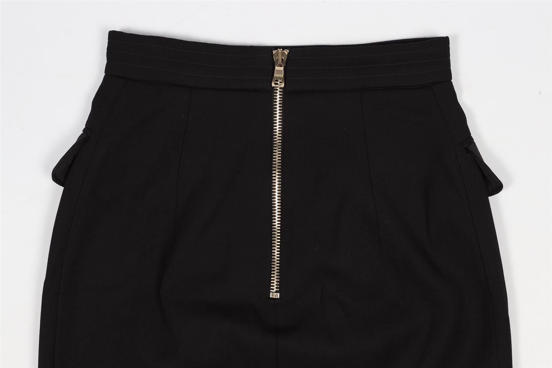 BALMAIN BLACK WOOL MINI SKIRT IT 36 UK 4 - Image 5