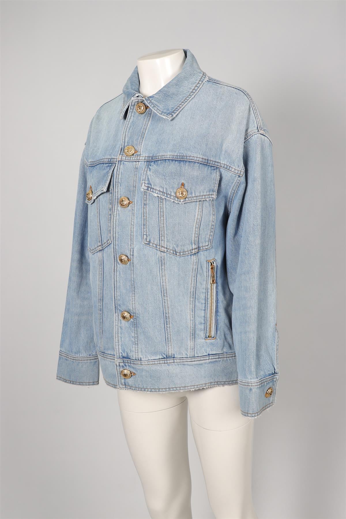 BALMAIN BLUE DENIM JACKET FR 34 UK 6 - Image 3