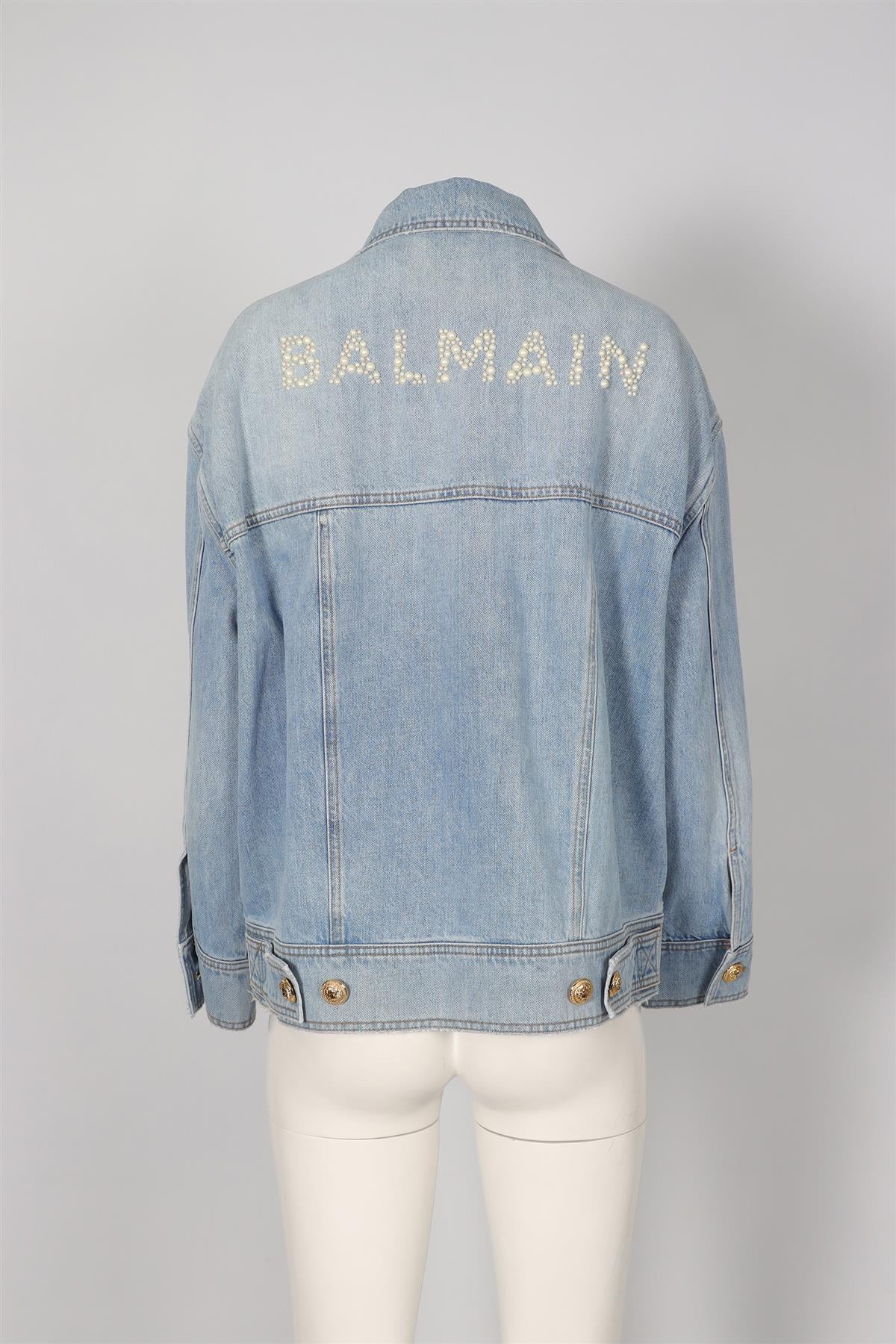 BALMAIN BLUE DENIM JACKET FR 34 UK 6 - Image 4