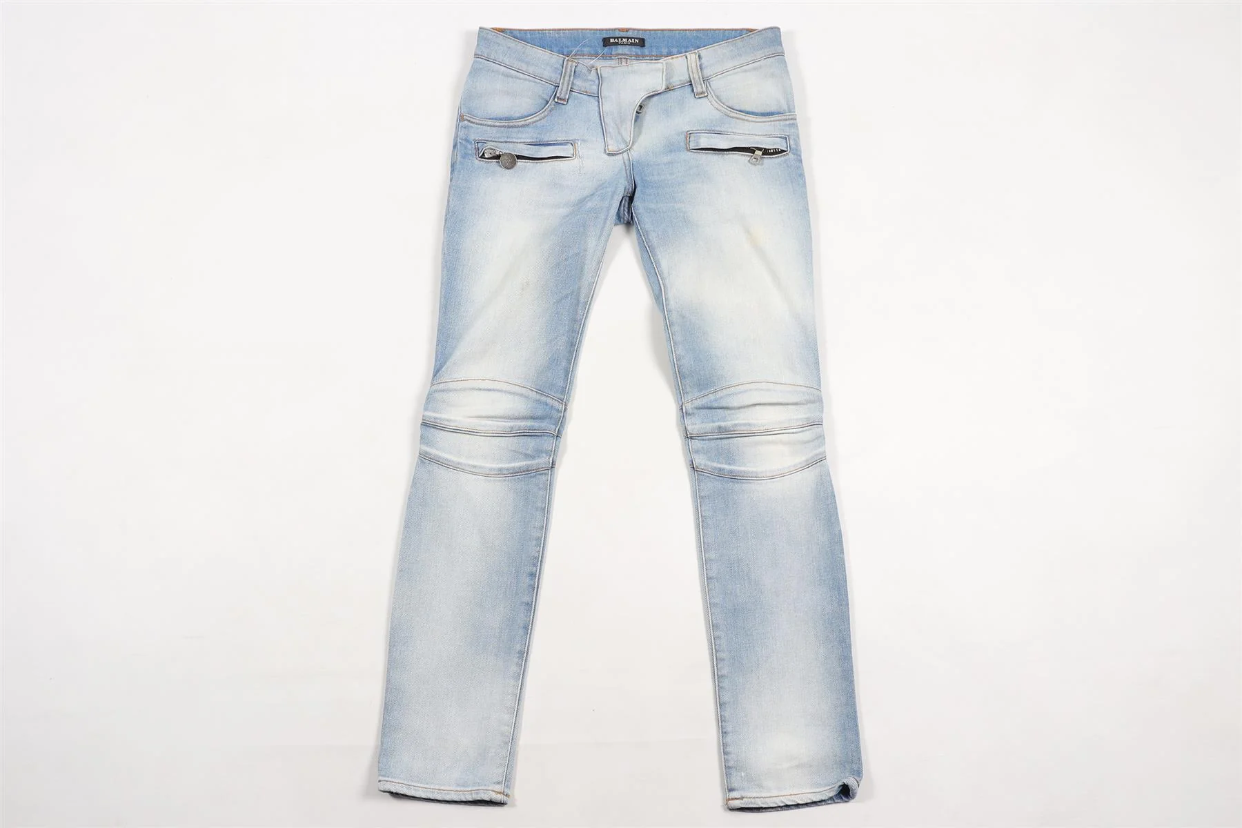 BALMAIN BLUE LOW RISE SKINNY JEANS FR 34 UK 6 - Image 2