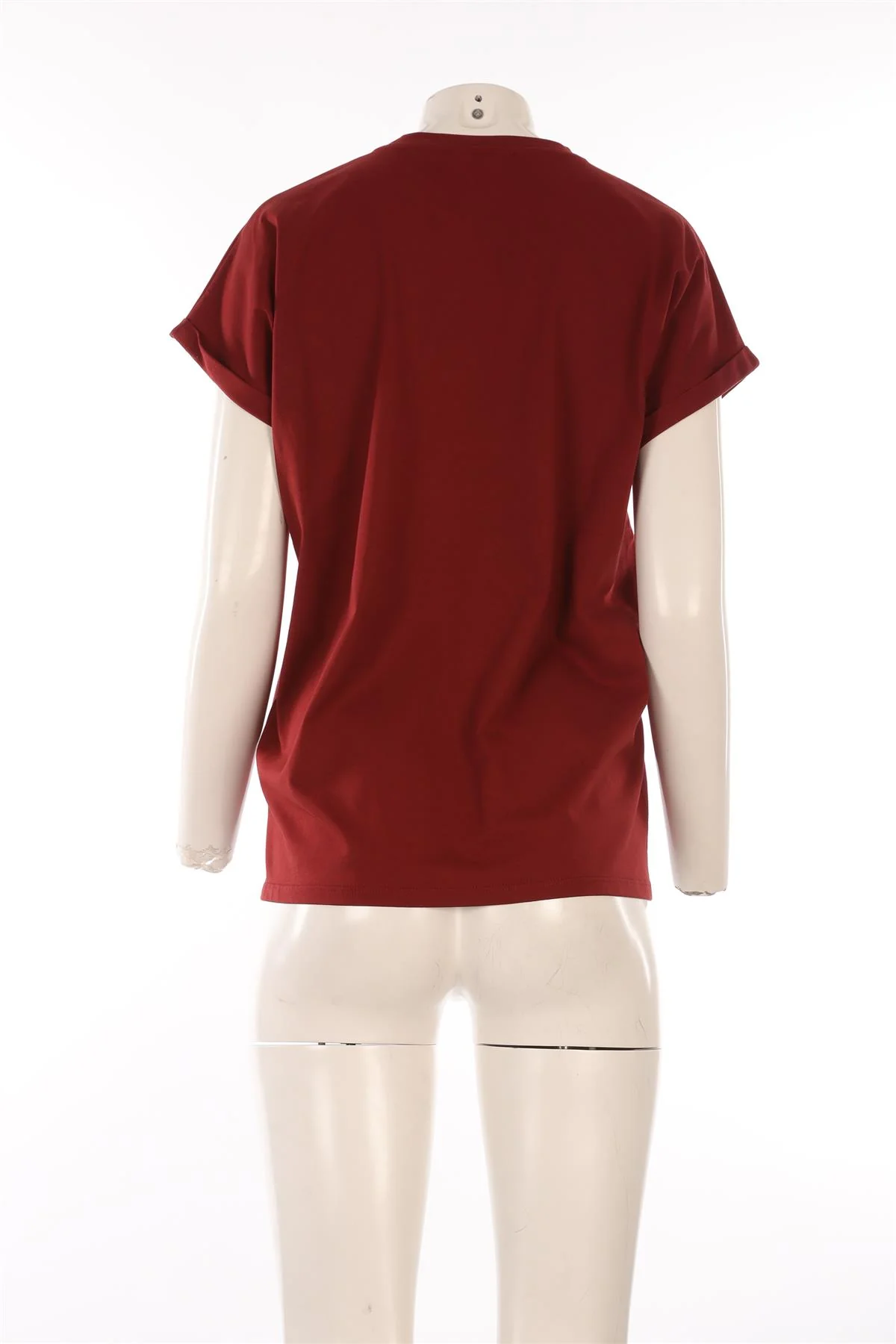 BALMAIN BURGUNDY COTTON T-SHIRT SMALL - Image 4