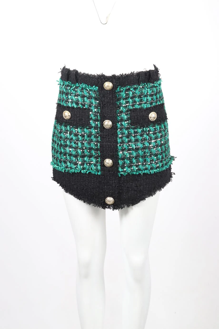 BALMAIN CHECKED COTTON BLEND MINI SKIRT FR 42 UK 14 - Image 2