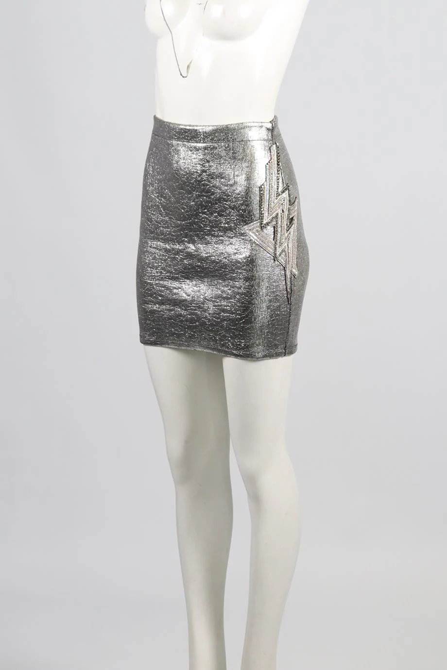 BALMAIN CRYSTAL AND JERSEY MINI SKIRT FR 38 UK 10 - Image 3