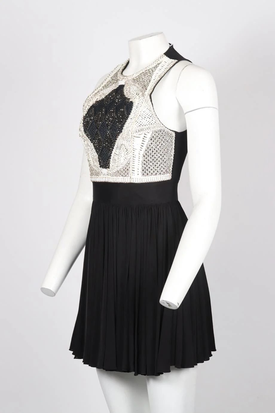 BALMAIN CRYSTAL EMBELLISHED JERSEY MINI DRESS FR 38 UK 10 - Image 3