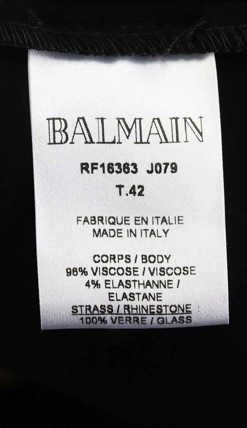 BALMAIN EMBELLISHED STRETCH JERSEY MINI DRESS FR 42 UK 14 - Image 6