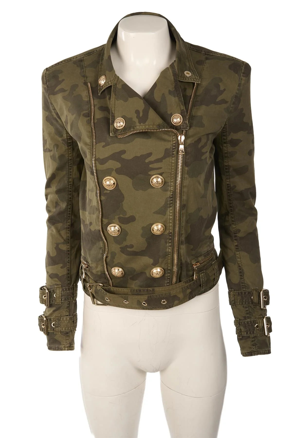 BALMAIN GREEN COTTON JACKET FR 36 UK 8 - Image 2