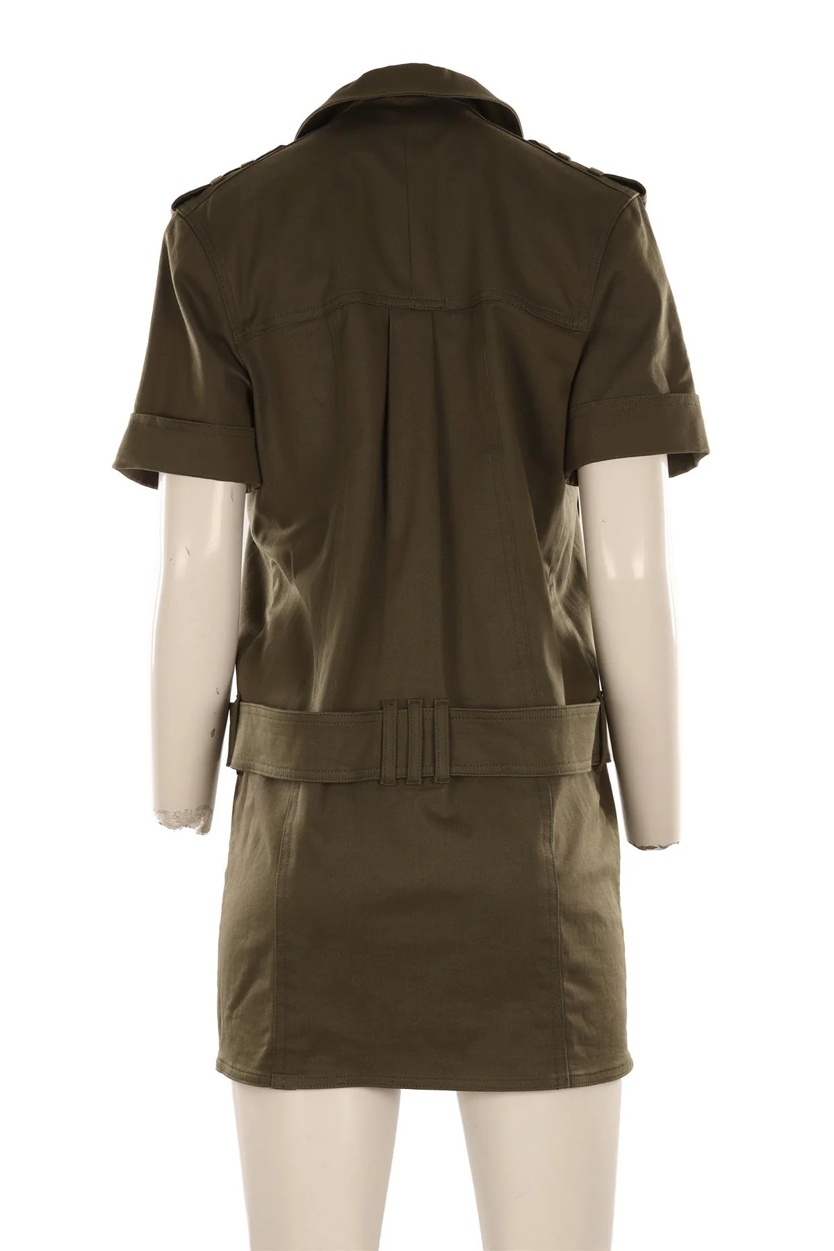 BALMAIN GREEN COTTON MINI DRESS FR 42 UK 14 - Image 4