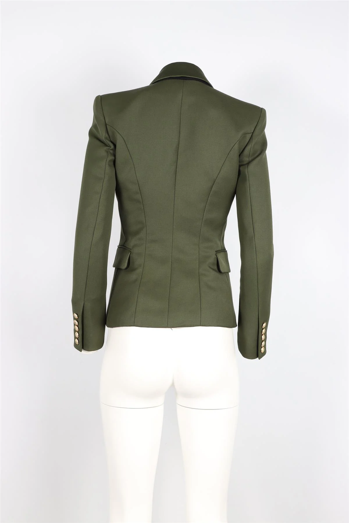 BALMAIN GREEN DOUBLE BREASTED WOOL BLAZER FR 36 UK 8 - Image 4
