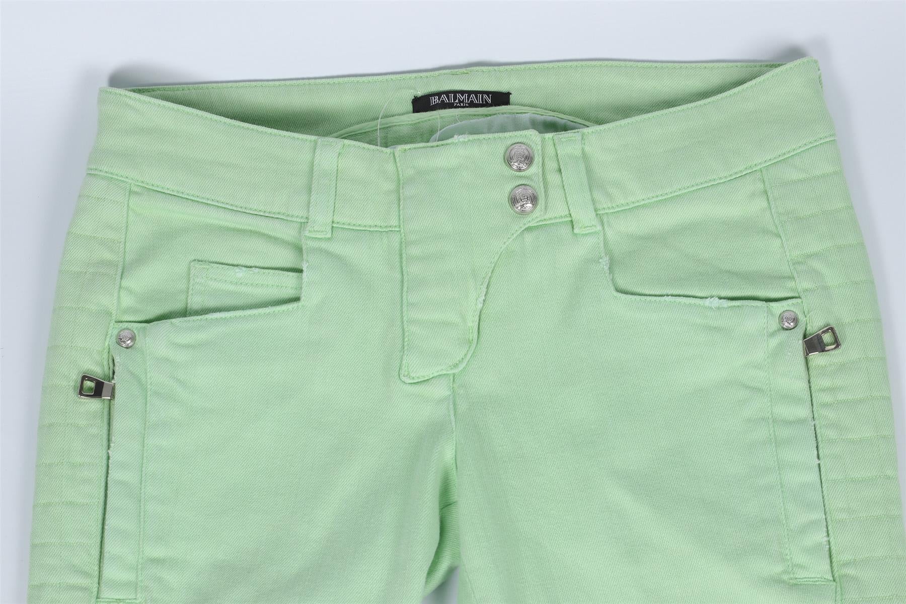 BALMAIN GREEN LOW RISE SKINNY JEANS FR 36 UK 8 - Image 3