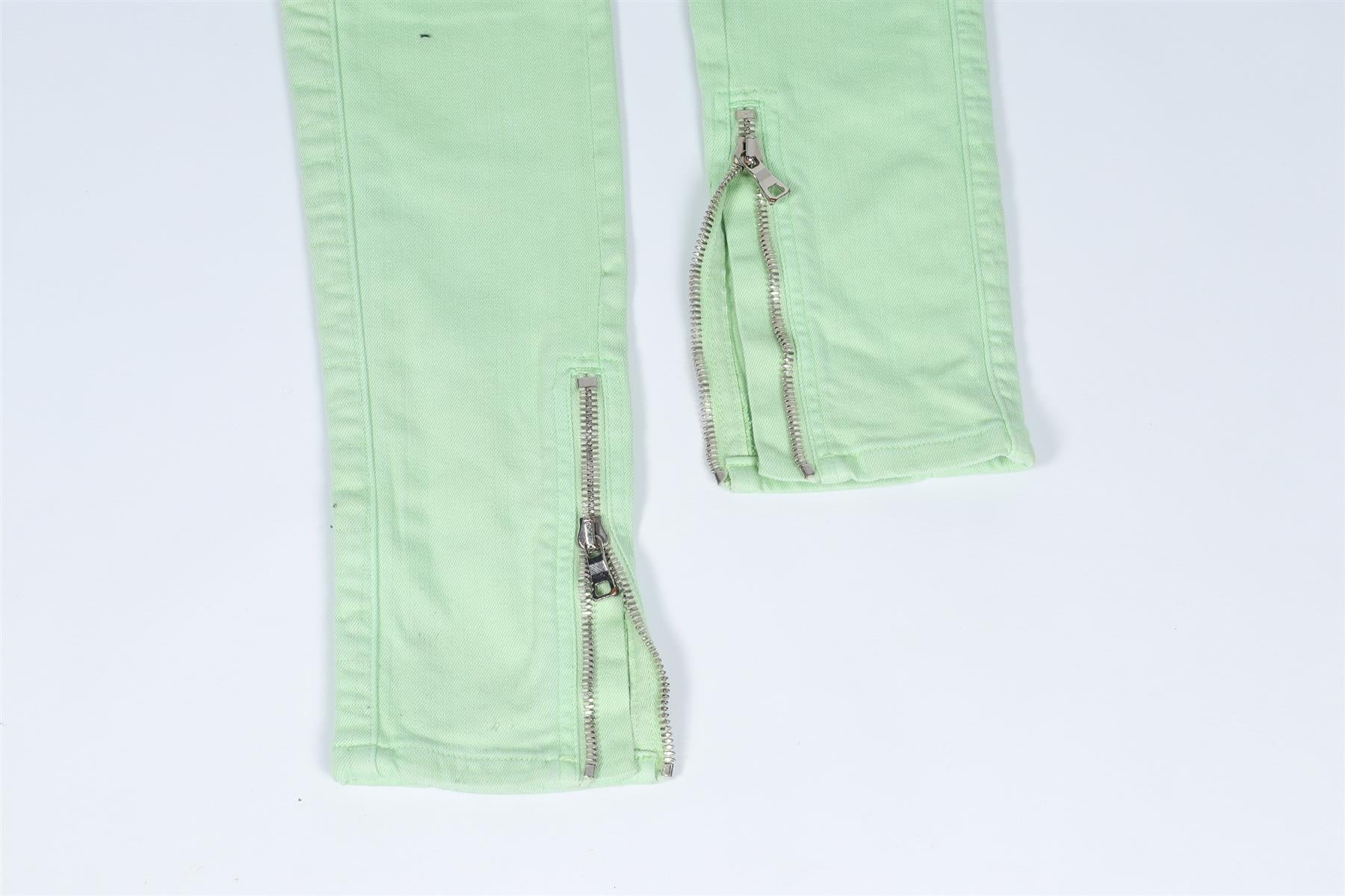 BALMAIN GREEN LOW RISE SKINNY JEANS FR 36 UK 8 - Image 4
