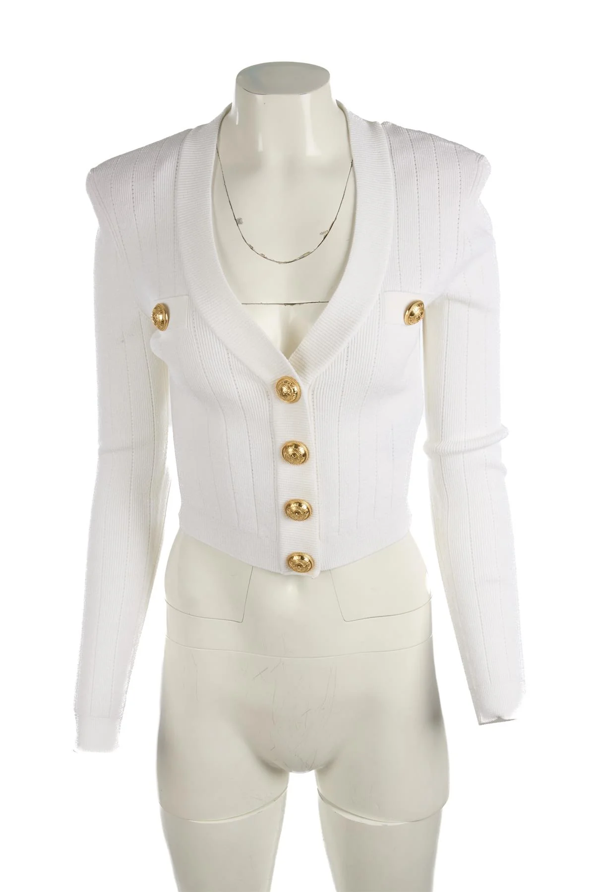 BALMAIN IVORY KNIT CARDIGAN FR 38 UK 10 - Image 2