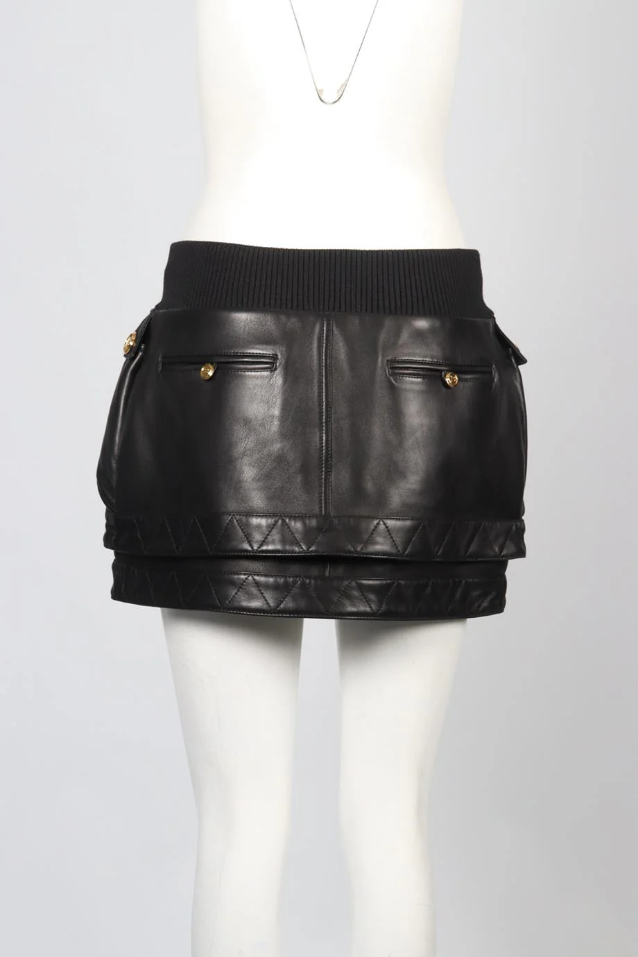 BALMAIN LEATHER MINI SKIRT FR 38 UK 10 - Image 4