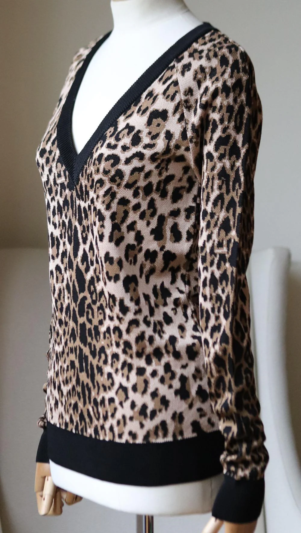 BALMAIN LEOPARD PRINT JACQUARD KNIT SWEATER FR 38 UK 10 - Image 3