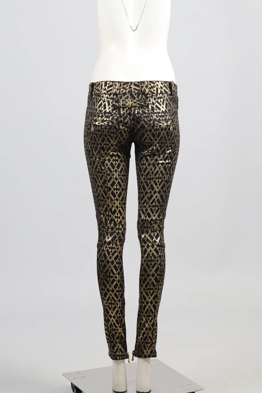 BALMAIN LOW RISE COTTON BLEND SKINNY PANTS FR 38 UK 10 - Image 4