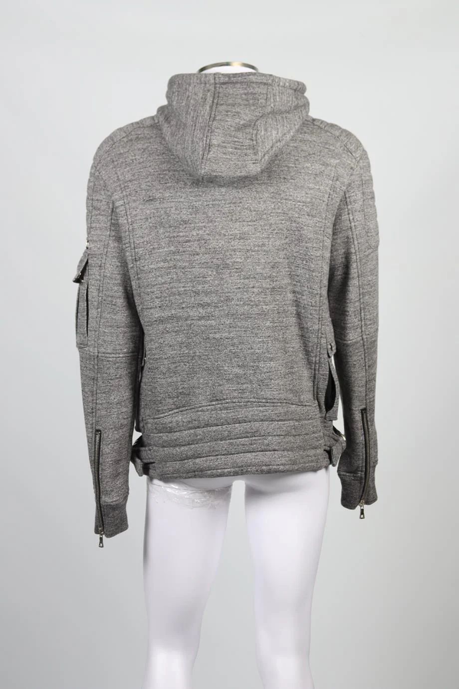 BALMAIN MEN'S COTTON AND WOOL BLEND HOODIE LARGE - Image 4