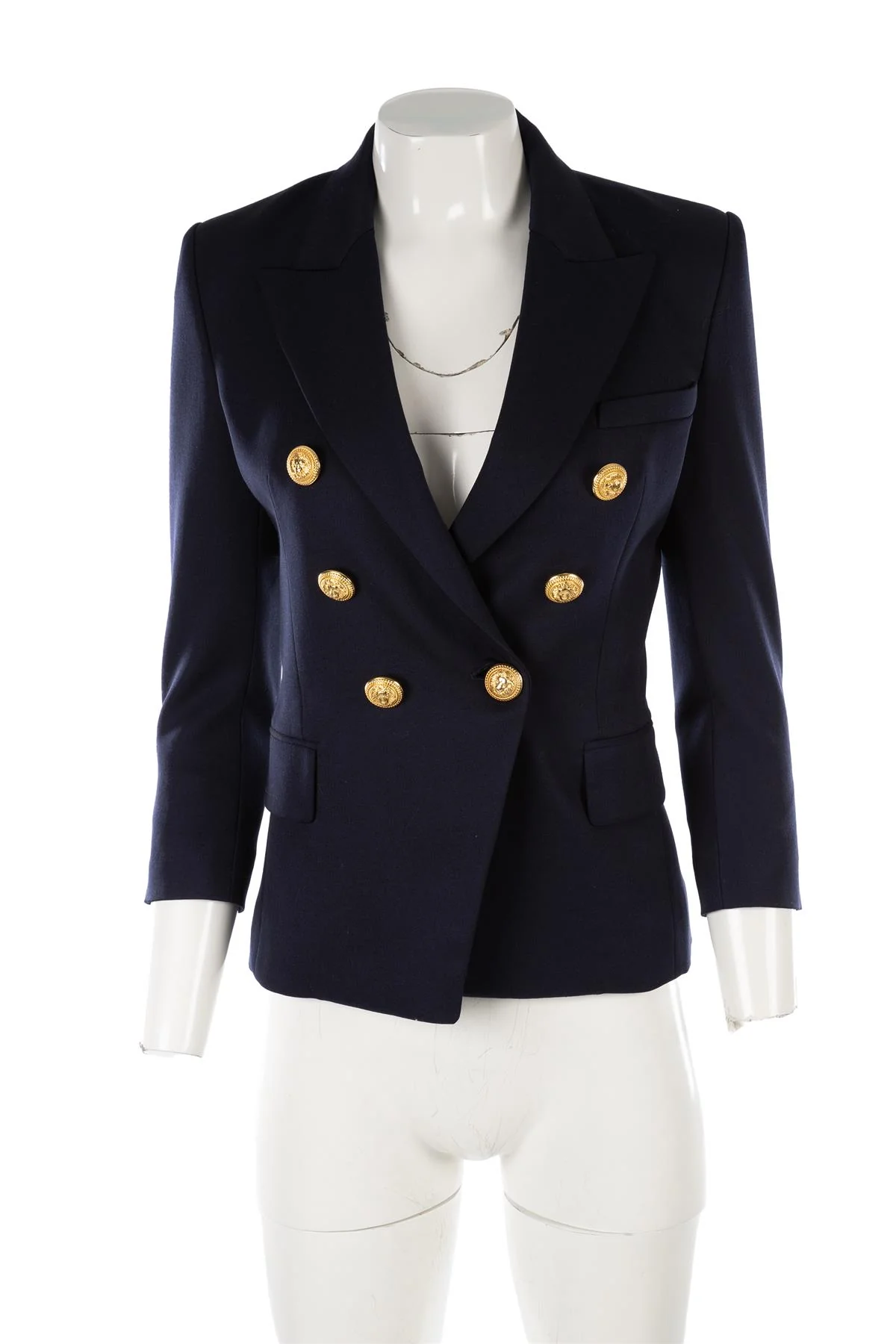 BALMAIN NAVY WOOL BLAZER FR 36 UK 8 - Image 2