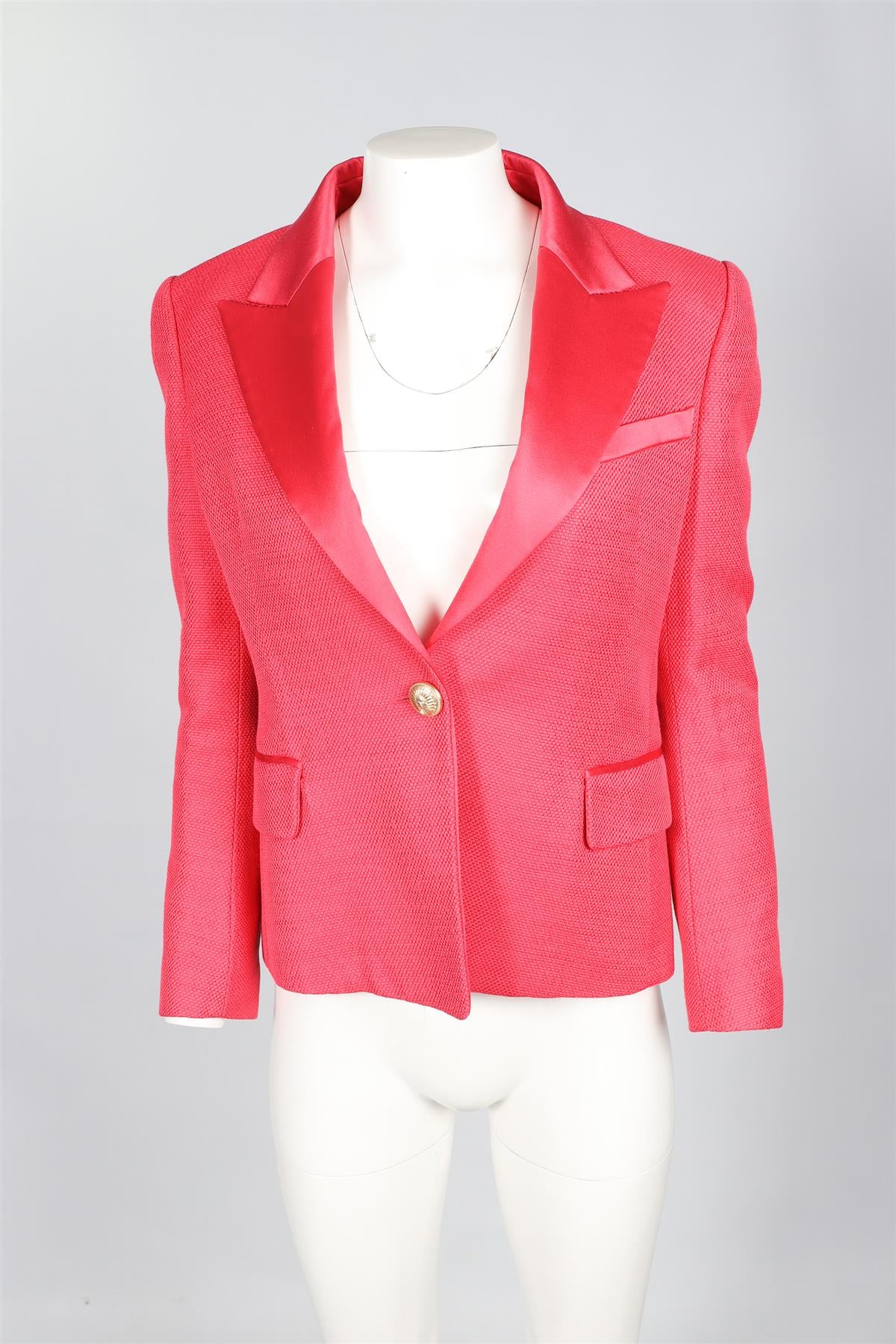 BALMAIN PINK WOVEN BLAZER FR 40 UK 12 - Image 2
