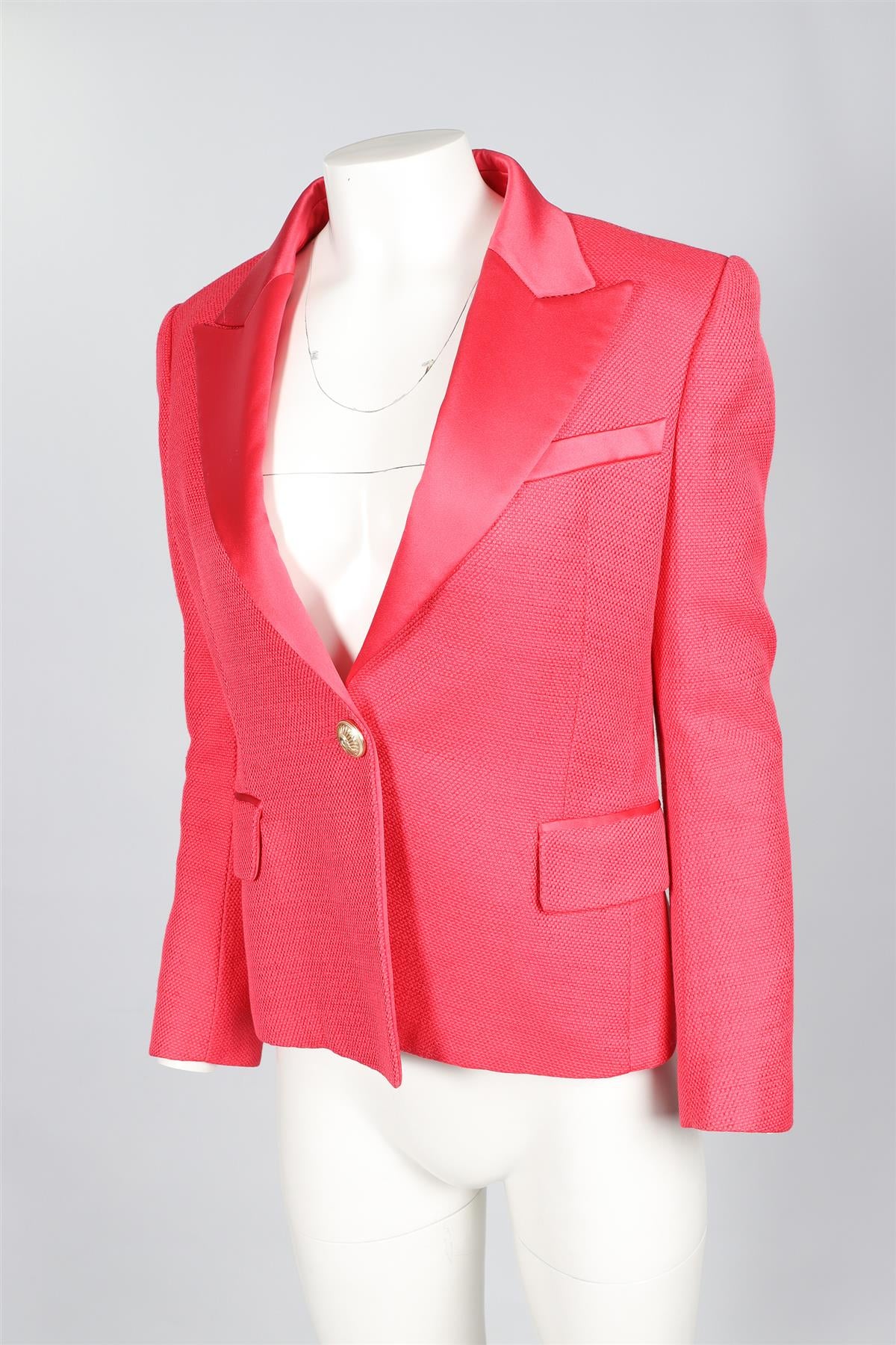 BALMAIN PINK WOVEN BLAZER FR 40 UK 12 - Image 3