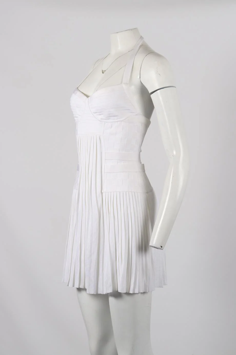 BALMAIN PLEATED KNIT MINI DRESS FR 38 UK 10 - Image 3