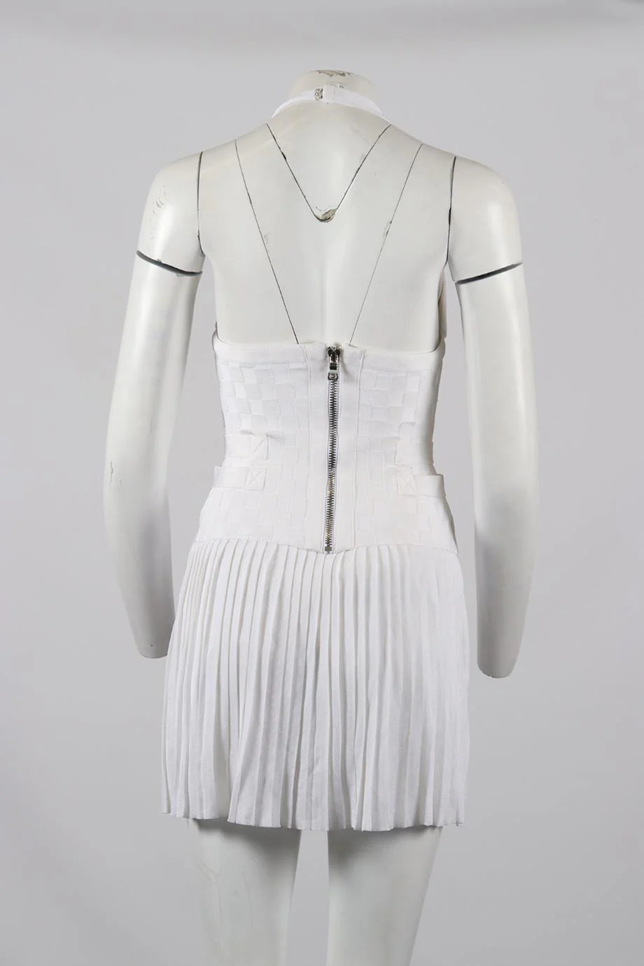 BALMAIN PLEATED KNIT MINI DRESS FR 38 UK 10 - Image 4