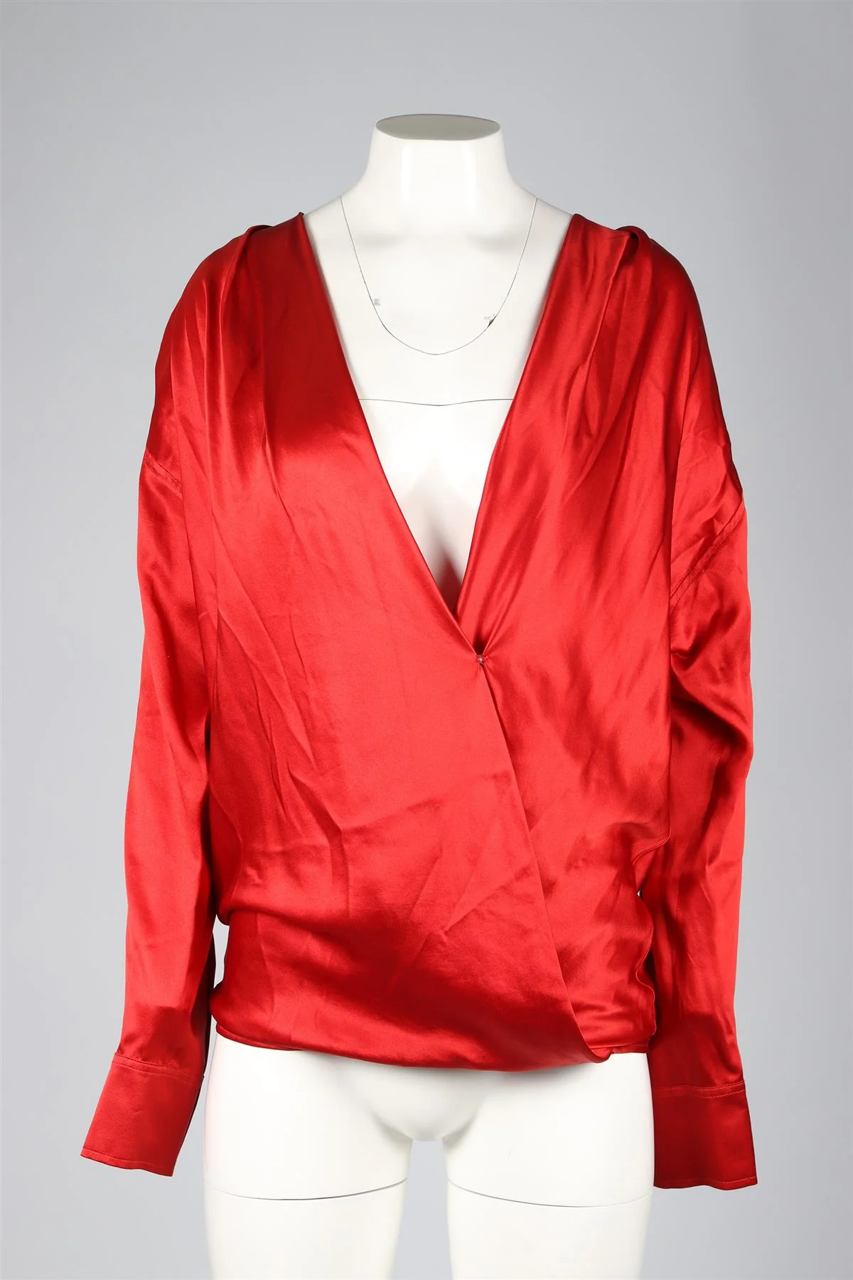 BALMAIN RED SILK TOP FR 34 UK 6 - Image 2
