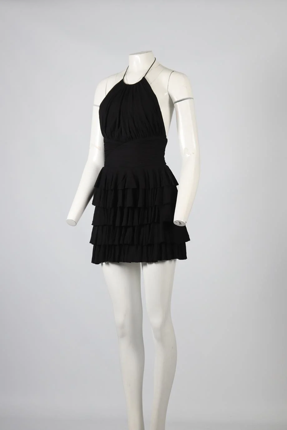 BALMAIN RUFFLED JERSEY MINI DRESS FR 34 UK 6 - Image 3