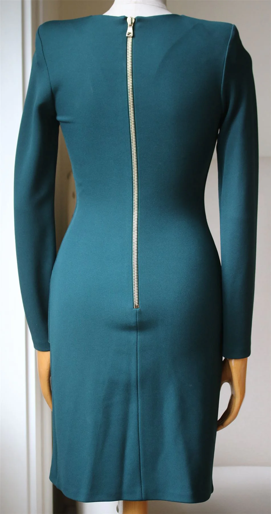 BALMAIN RUFFLED V NECK MINI DRESS FR 36 UK 8 - Image 4