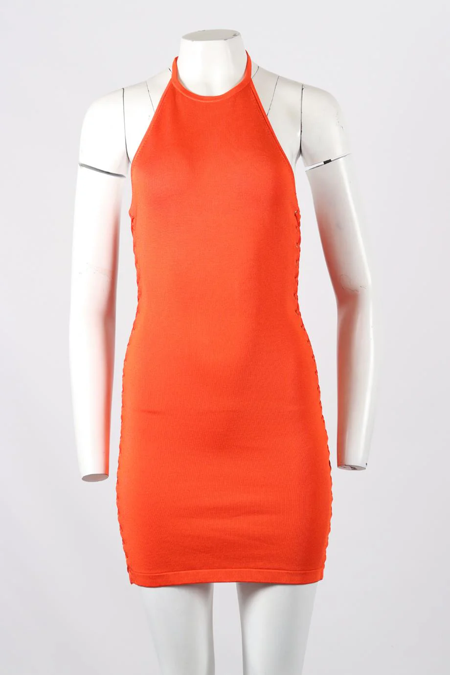 BALMAIN STRETCH KNIT HALTERNECK MINI DRESS FR 38 UK 10 - Image 2