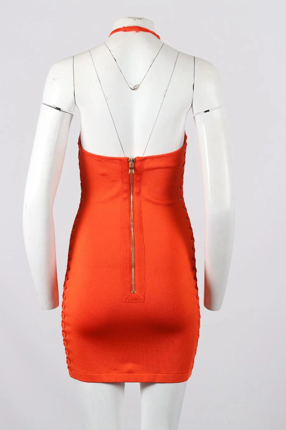 BALMAIN STRETCH KNIT HALTERNECK MINI DRESS FR 38 UK 10 - Image 4