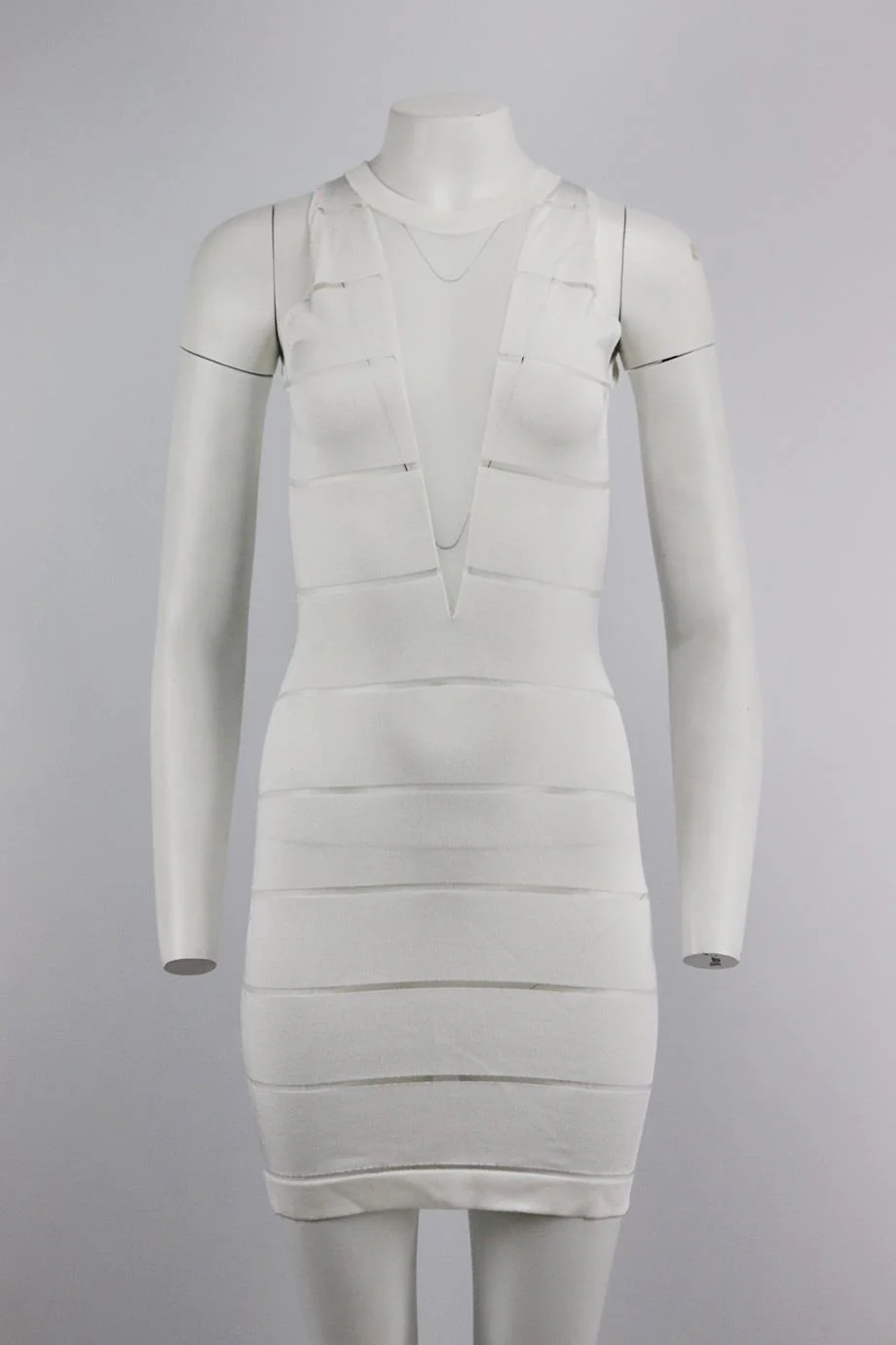 BALMAIN STRETCH KNIT MINI DRESS FR 36 UK 8 - Image 2