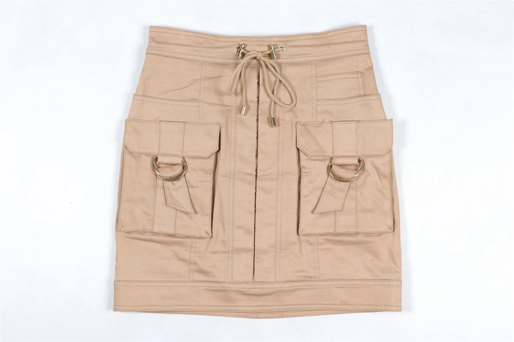BALMAIN TAN COTTON MINI SKIRT FR 36 UK 8 - Image 2