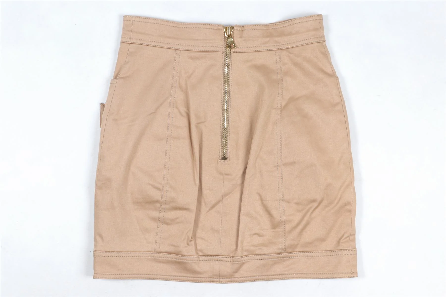 BALMAIN TAN COTTON MINI SKIRT FR 36 UK 8 - Image 4